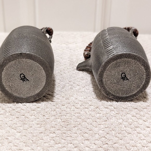 Japanese Metalwork Vine Handle Vase Chopstick Holder Vintage Set of 2 - Picture 8 of 8